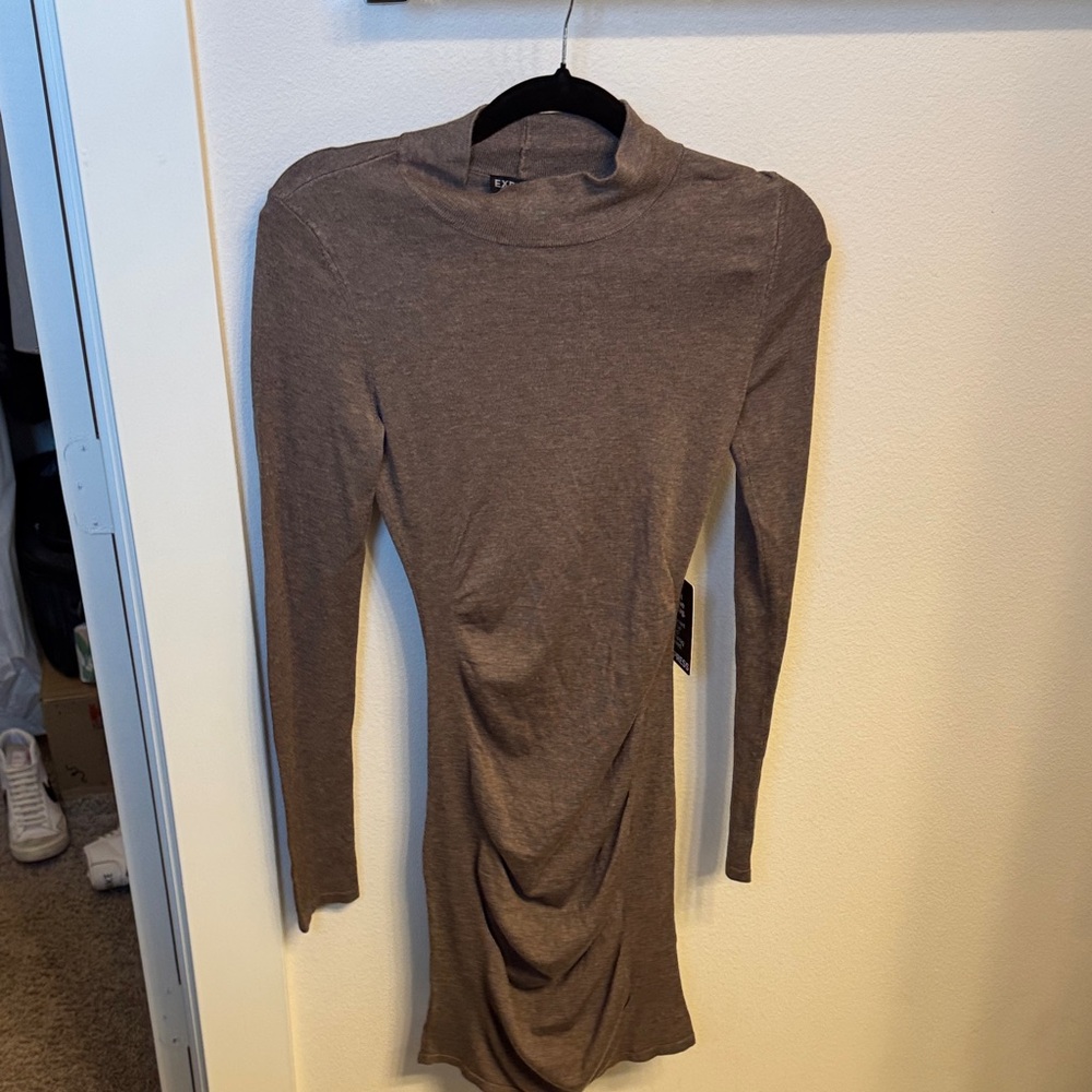 Express Taupe Long Sleeve Dress